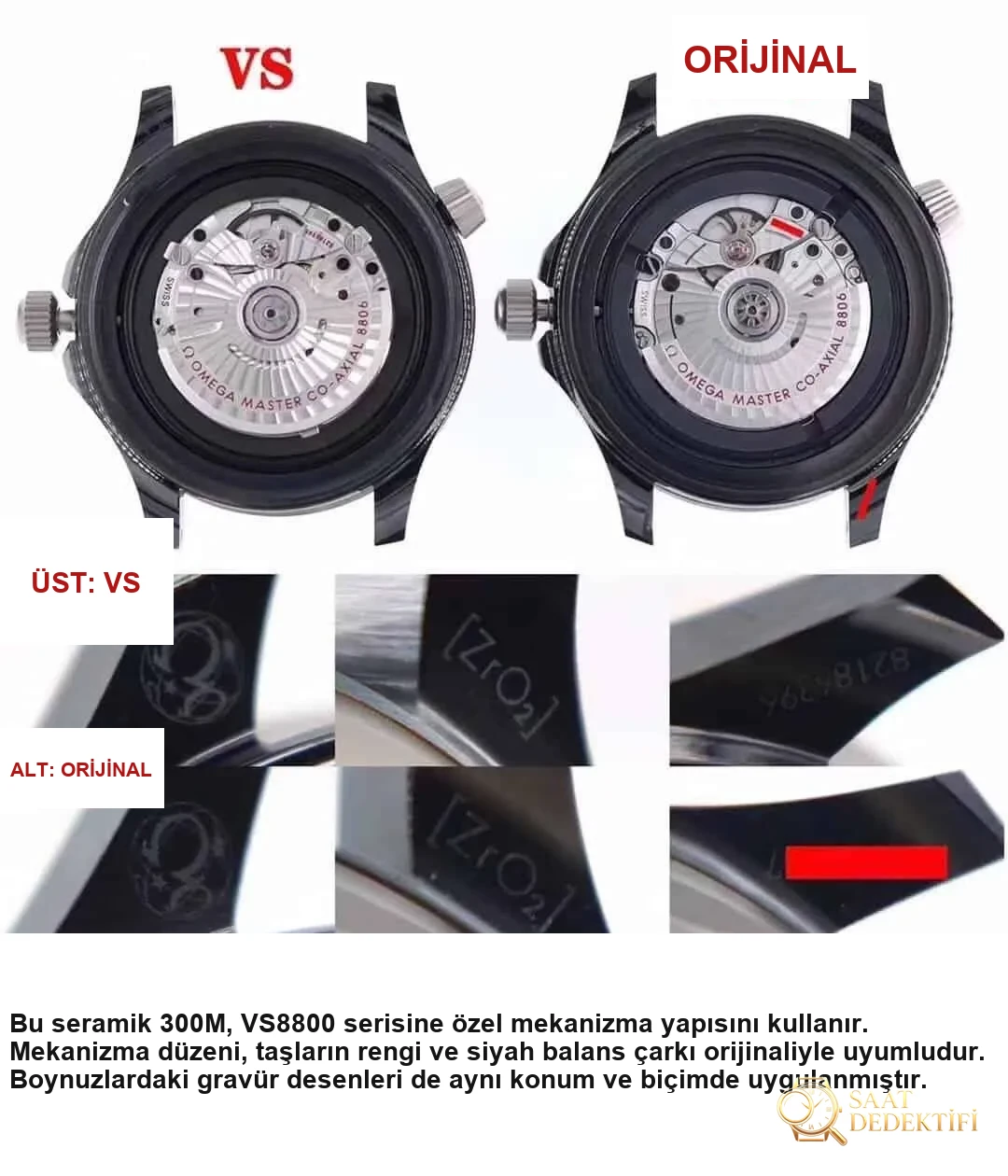 Karşılaştırmalı inceleme: VS Factory [Seramik] OMEGA Seamaster 300M Serisi 210.92.44.20.01.001 kauçuk kayışlı dalış erkek kol saati - Klips Kilidi ve Lazer Damgalar