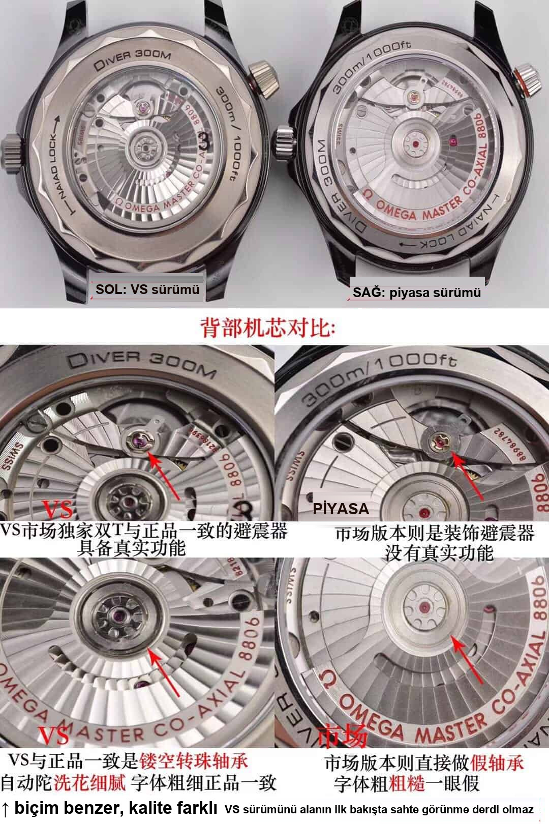 Karşılaştırmalı inceleme: VS Factory [Seramik] OMEGA Seamaster 300M Serisi 210.92.44.20.01.001 kauçuk kayışlı dalış erkek kol saati — 11. fotoğraf