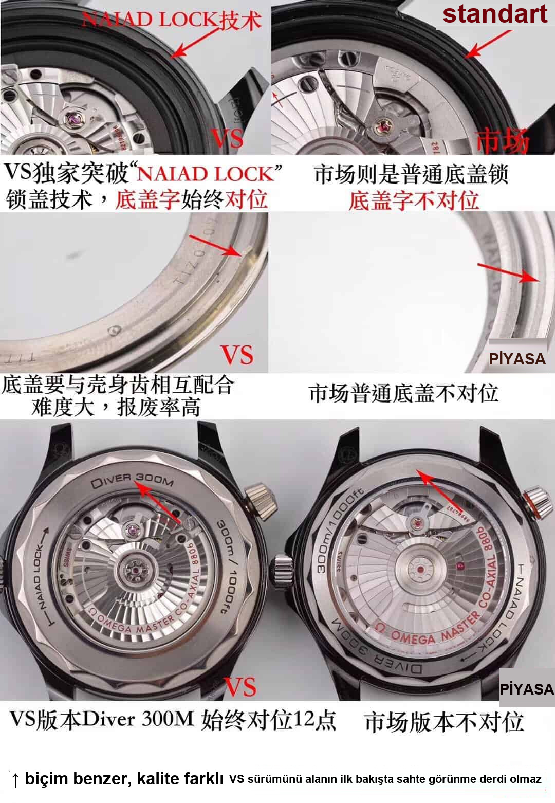 Karşılaştırmalı inceleme: VS Factory [Seramik] OMEGA Seamaster 300M Serisi 210.92.44.20.01.001 kauçuk kayışlı dalış erkek kol saati — 14. fotoğraf