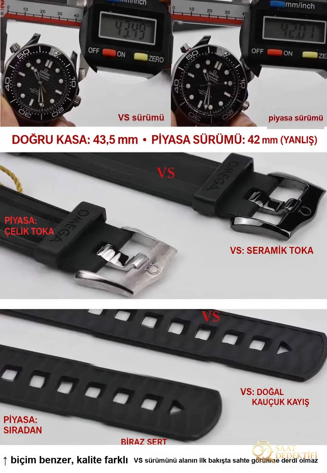 Karşılaştırmalı inceleme: VS Factory [Seramik] OMEGA Seamaster 300M Serisi 210.92.44.20.01.001 kauçuk kayışlı dalış erkek kol saati - Kadran İbreleri ve Saniye Akışı
