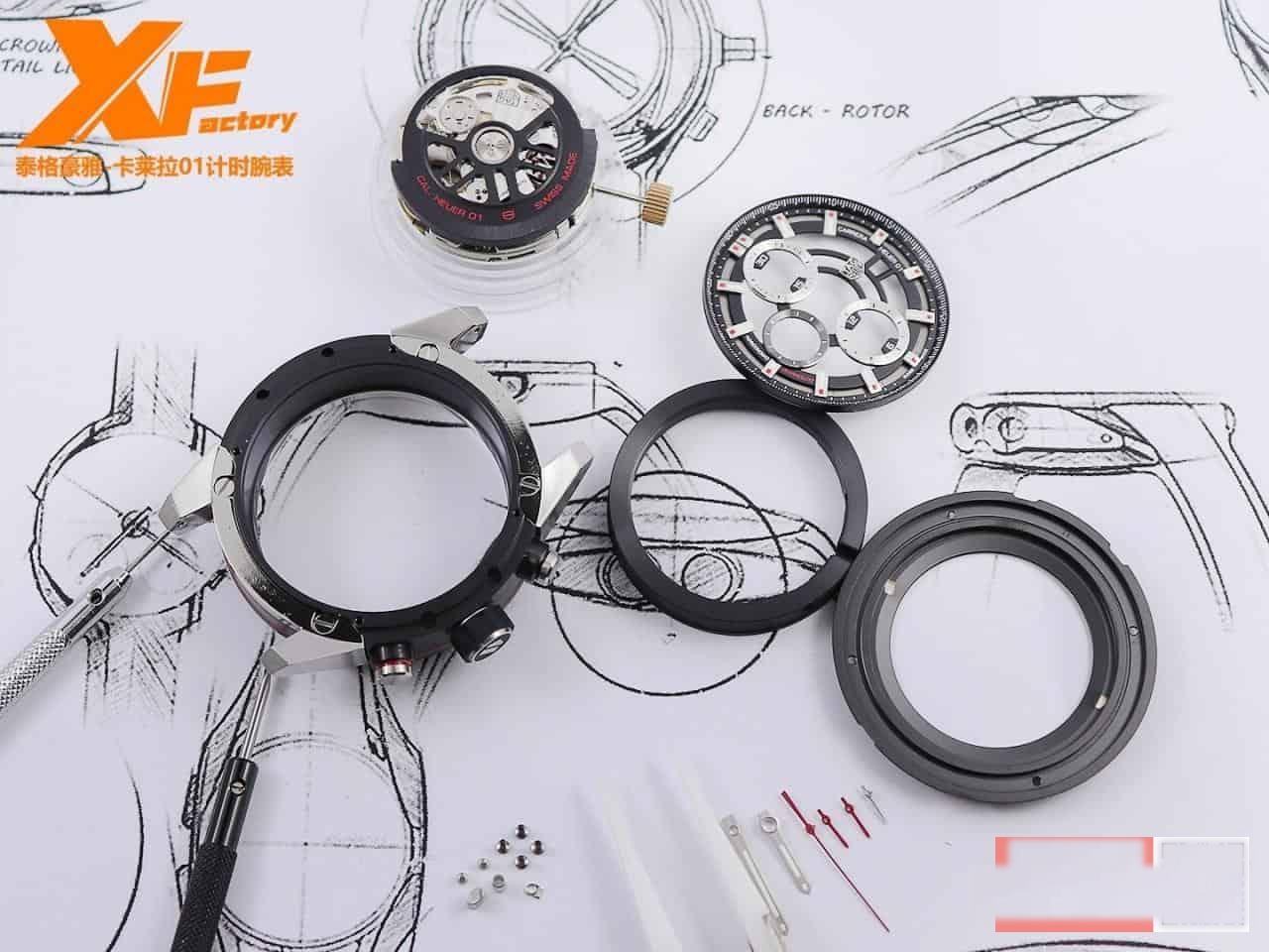 Karşılaştırmalı inceleme: XF Factory [45 mm] Tag Heuer Carrera Serisi CAR201V.BA0714 Erkek Kronograf Otomatik Mekanik Saat — 9. fotoğraf