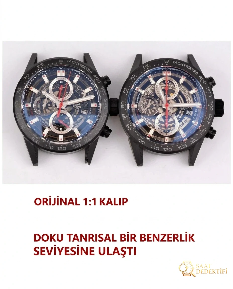 Karşılaştırmalı inceleme: XF Factory TAG Heuer Carrera serisi CAR2090.BH0729 saati - Kasa Profili ve Kurma Kolu İncelemesi