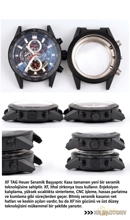 Karşılaştırmalı inceleme: XF Factory TAG Heuer Carrera serisi CAR2090.BH0729 saati - Arka Kapak ve Mekanizma Detayı