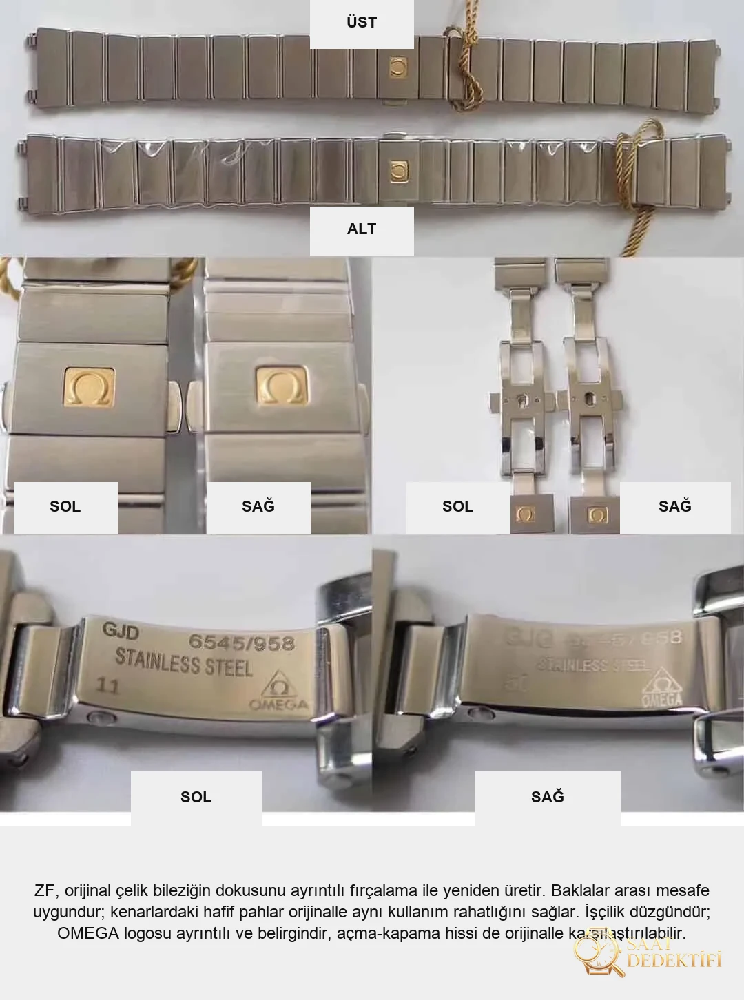 Karşılaştırmalı inceleme: ZF Factory [27 mm] OMEGA Constellation serisi 123.10.27.60.57.001 kadın çelik bilezikli kol saati - Bilekte Duruş ve Kasa Orantısı