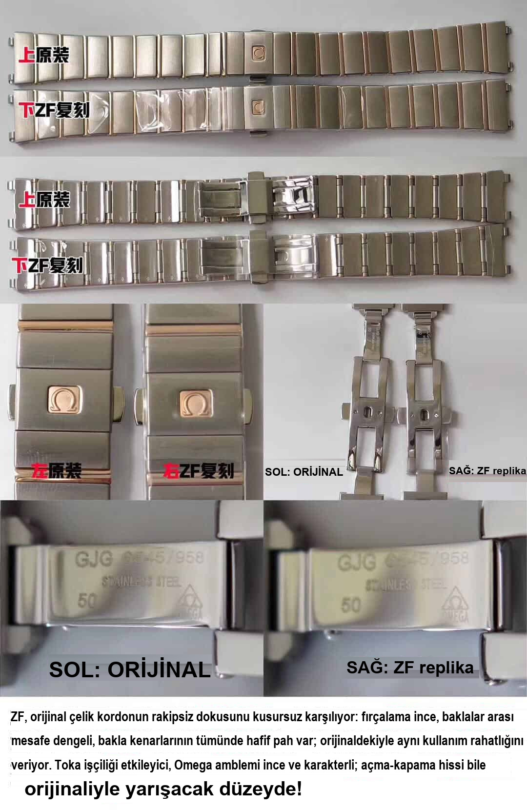 Karşılaştırmalı inceleme: ZF Factory [27 mm] OMEGA Constellation Serisi 123.25.27.20.55.003 Kadın Çelik Bilezik Kol Saati — 8. fotoğraf