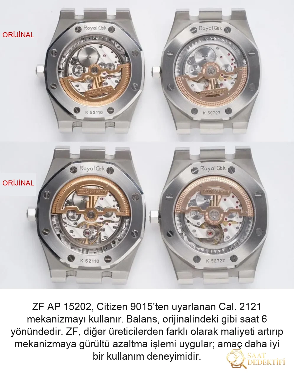 Karşılaştırmalı inceleme: ZF Factory AP Audemars Piguet Royal Oak 15202ST.OO.1240ST.01 - Bilezik, Toka ve Klips Mekanizması