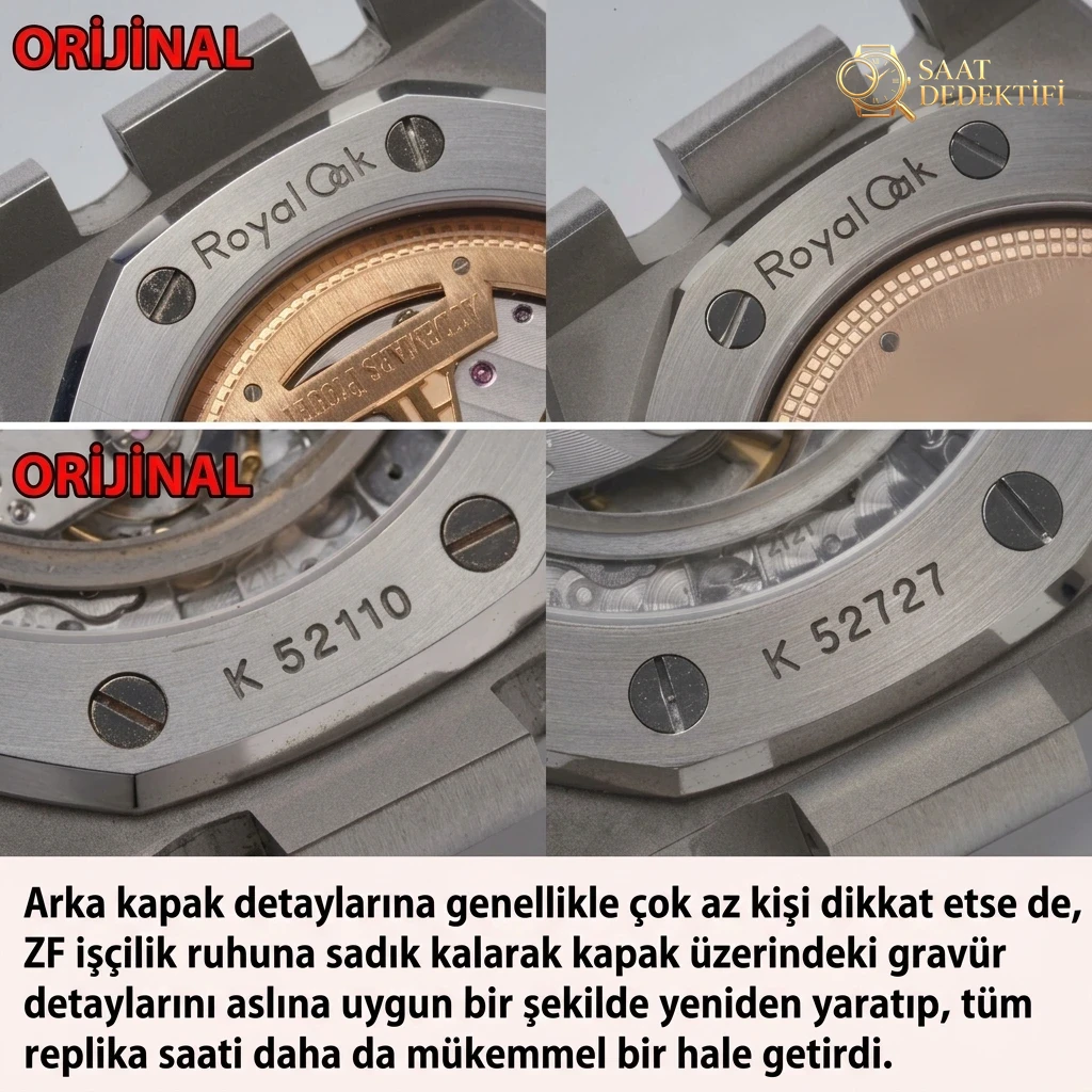 Karşılaştırmalı inceleme: ZF Factory AP Audemars Piguet Royal Oak 15202ST.OO.1240ST.01 - Makro Kadran ve İndeks İşçiliği