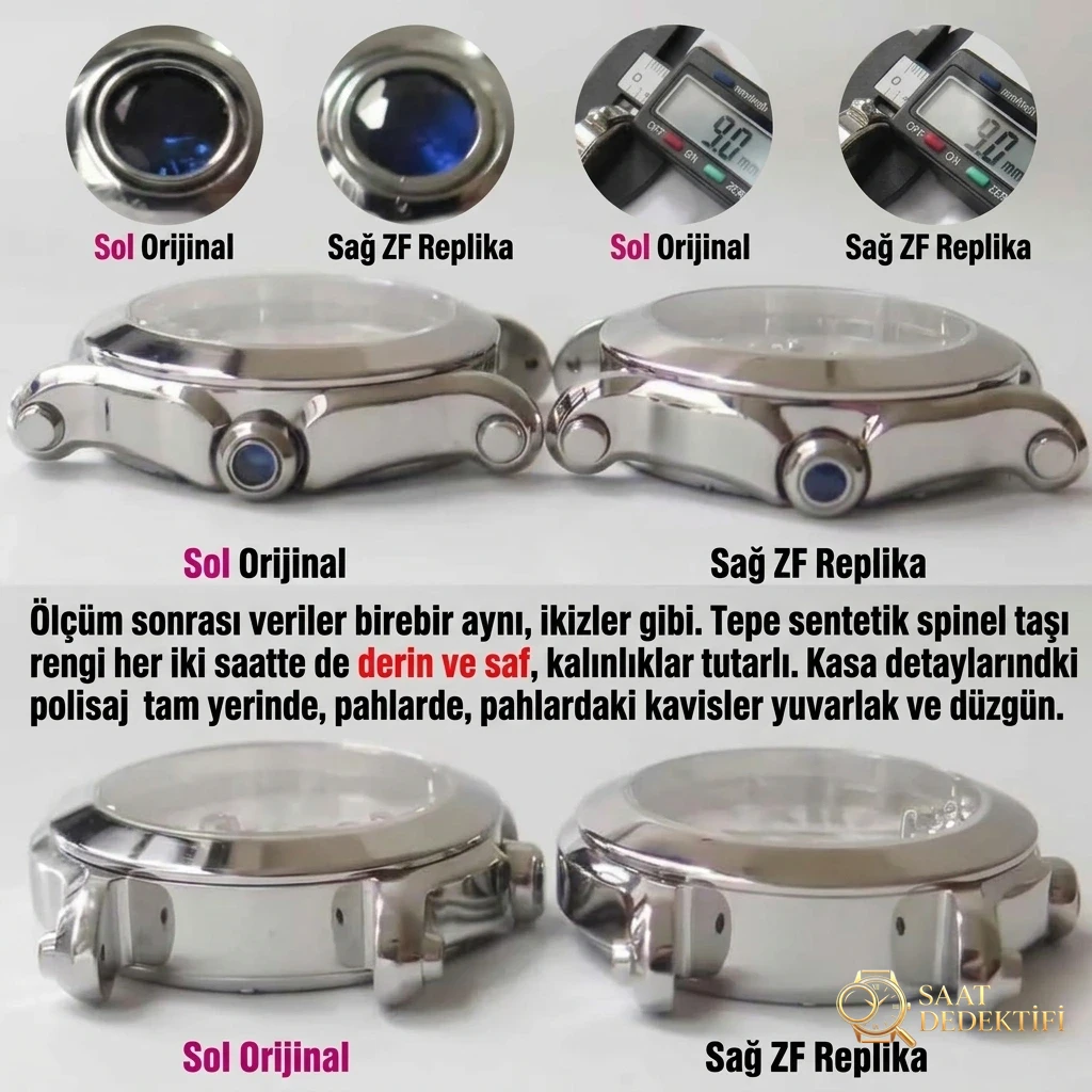 Karşılaştırmalı inceleme: ZF Factory Chopard Happy Diamonds serisi 278509-3001 kol saati - Arka Kapak ve Mekanizma Detayı