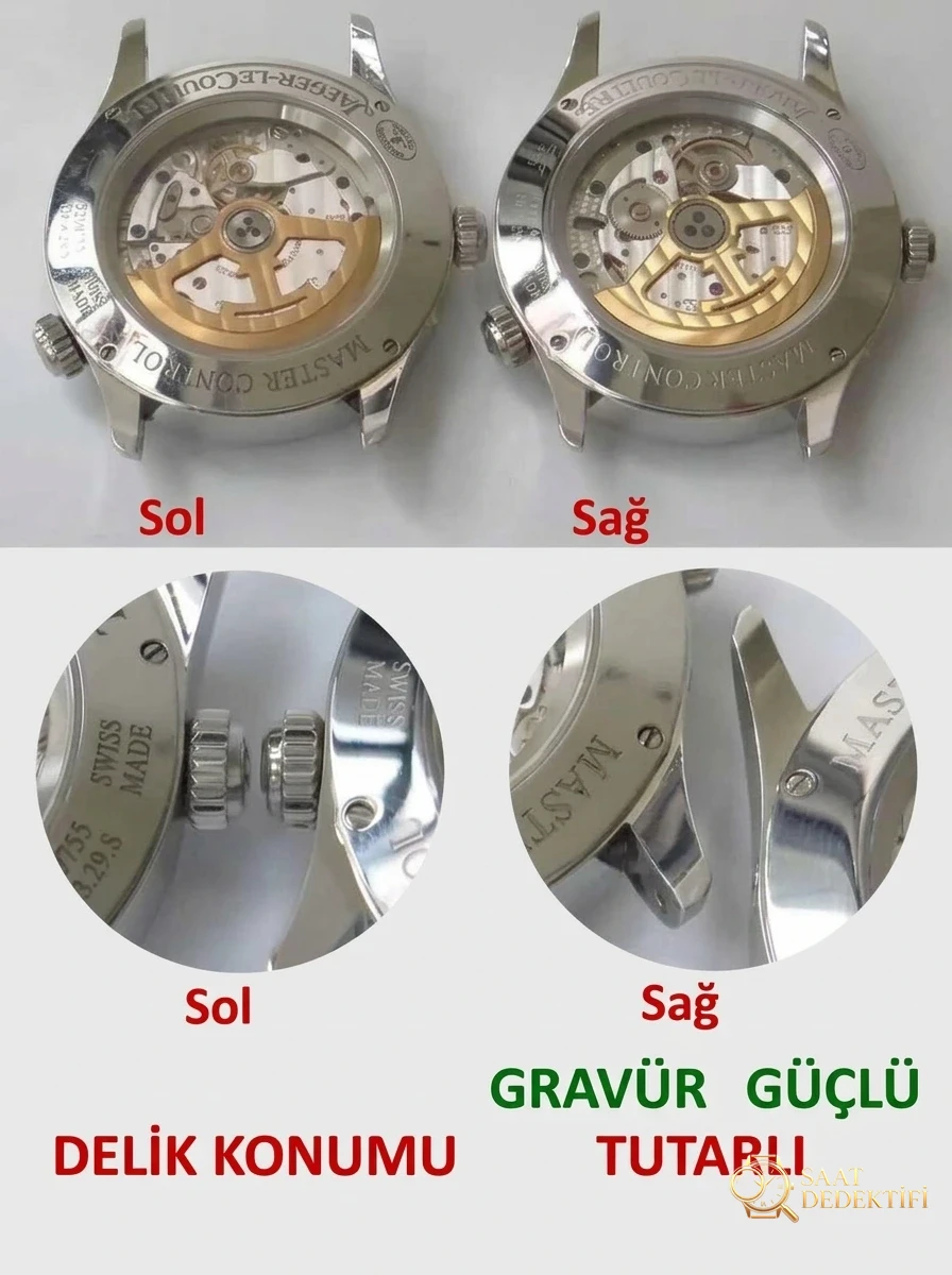 Karşılaştırmalı inceleme: ZF Factory JL Jaeger-LeCoultre Master Geographic serisi Q1428421 klasik deri kayışlı erkek kol saati - Klips Kilidi ve Lazer Damgalar