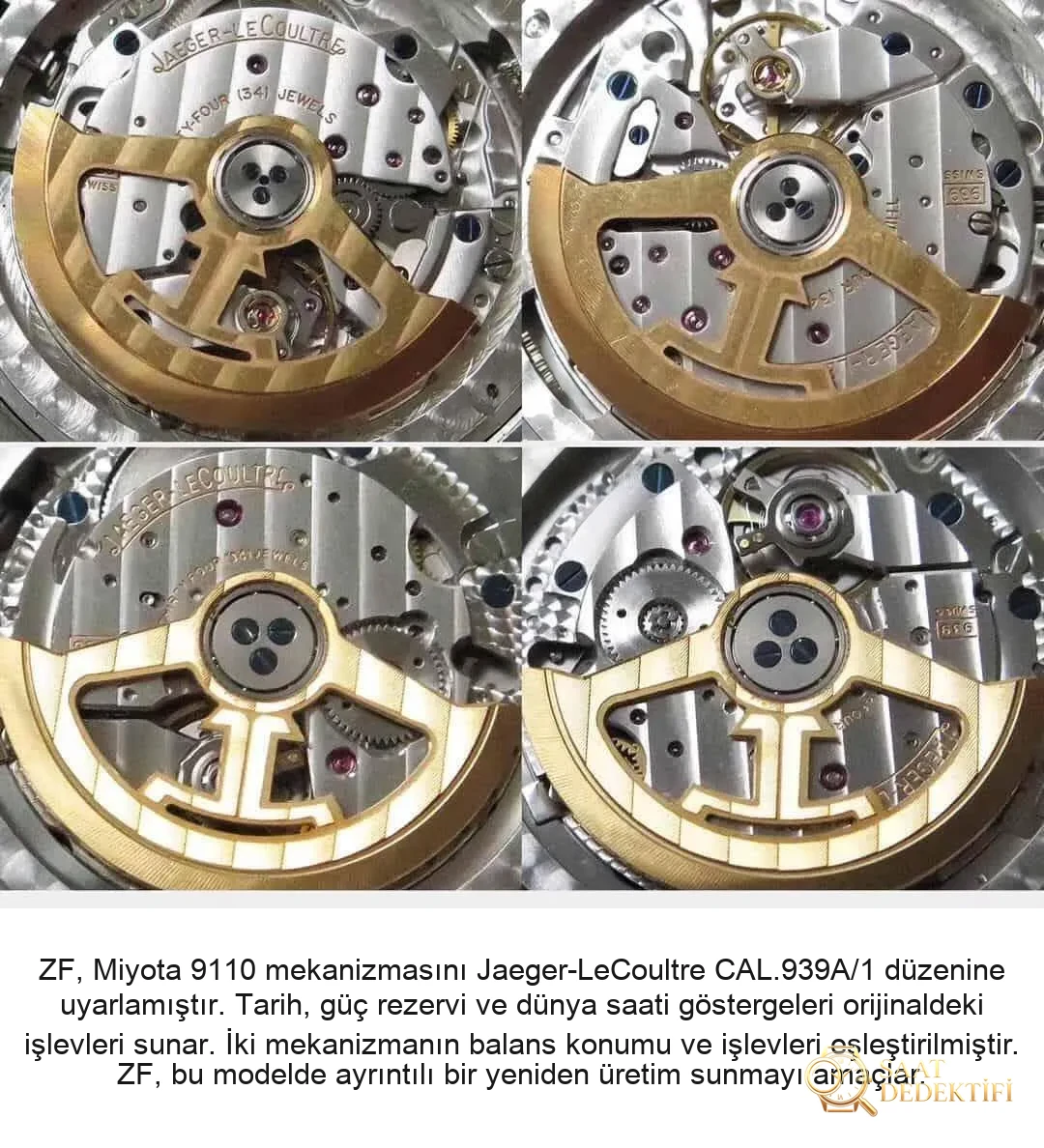 Karşılaştırmalı inceleme: ZF Factory JL Jaeger-LeCoultre Master Geographic serisi Q1428421 klasik deri kayışlı erkek kol saati - Fosfor ve Super-LumiNova Gece Görünümü