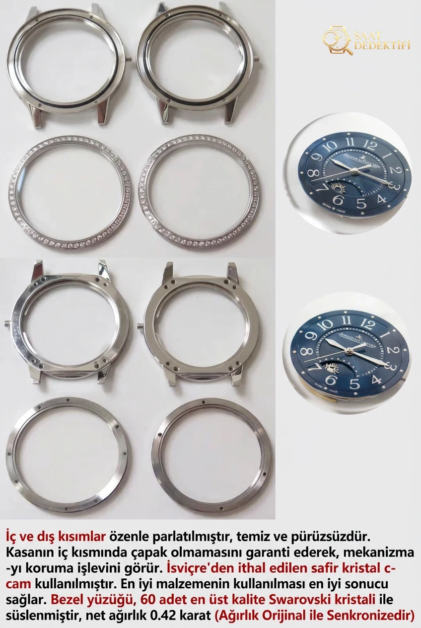 Karşılaştırmalı inceleme: ZF Factory [Kadın] Jaeger-LeCoultre Rendez-Vous serisi 3468480 deri kayışlı klasik saat - Makro Kadran ve İndeks İşçiliği