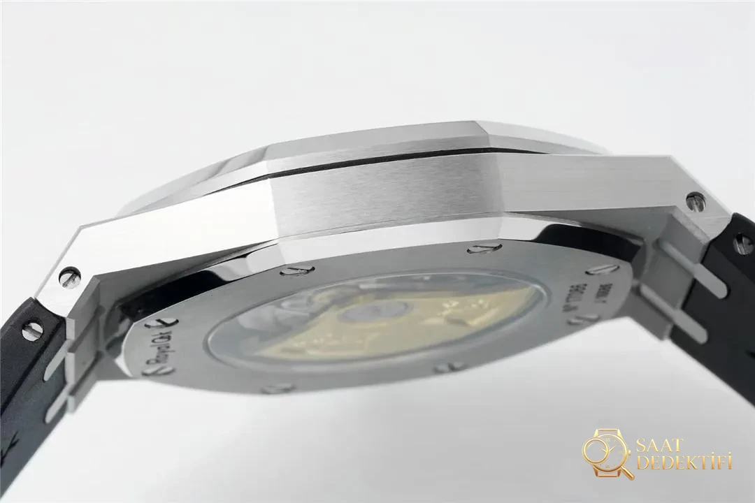 Kauçuk kayışlı APS Factory Audemars Piguet 15400 entegre 3120 mekanizma V3 işçilik incelemesi - Klips Kilidi ve Lazer Damgalar