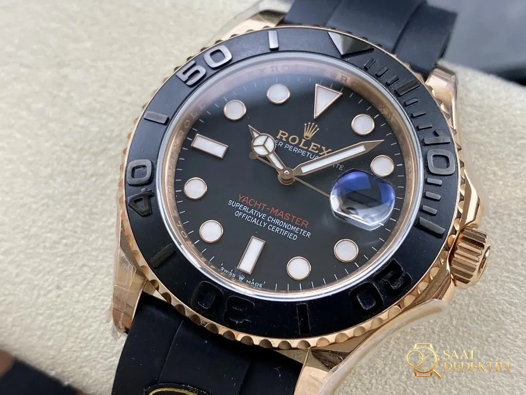 KING Factory KF Factory Replika Rolex Altın Yacht-Master Ağırlıklandırılmış Tam Ağırlık Versiyonu 154 Gram 174 Gram - Kasa Profili ve Kurma Kolu İncelemesi