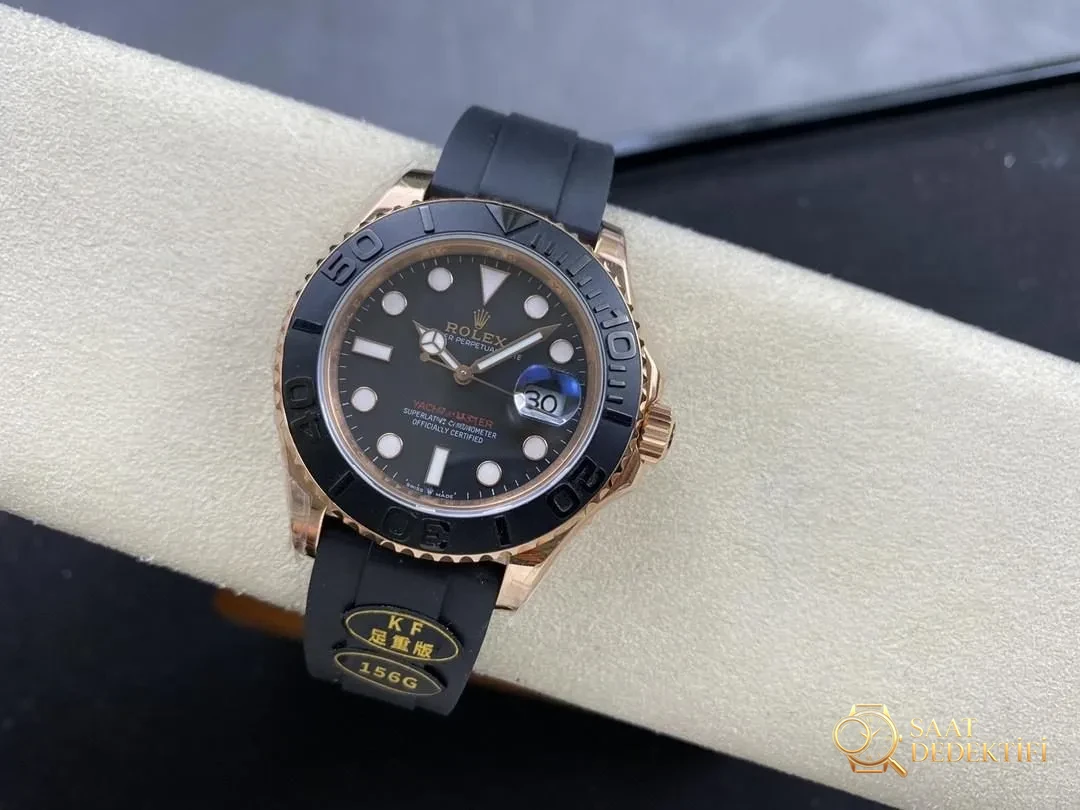 KING Factory KF Factory Replika Rolex Altın Yacht-Master Ağırlıklandırılmış Tam Ağırlık Versiyonu 154 Gram 174 Gram - Arka Kapak ve Mekanizma Detayı