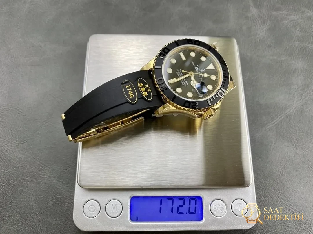 KING Factory KF Factory Replika Rolex Altın Yacht-Master Ağırlıklandırılmış Tam Ağırlık Versiyonu 154 Gram 174 Gram - Kasa Çeliği ve Polisaj Kalitesi