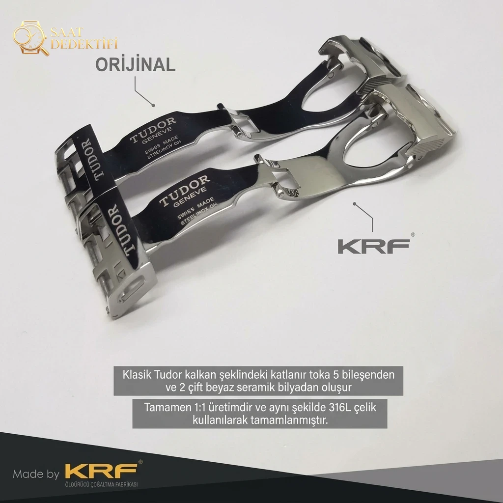 KRF Factory Replika Tudor Black Bay M79500 uniseks 36 mm saat gerçek-replika karşılaştırması ve orijinal incelemesi - Bilezik, Toka ve Klips Mekanizması