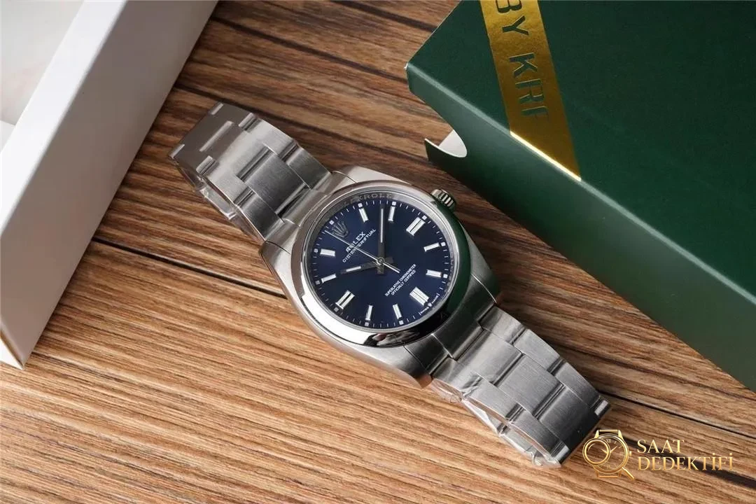 KRF Factory Rolex Oyster Perpetual 126000 mavi kadran uniseks modelin kalitesi nasıl? - Kasa Profili ve Kurma Kolu İncelemesi