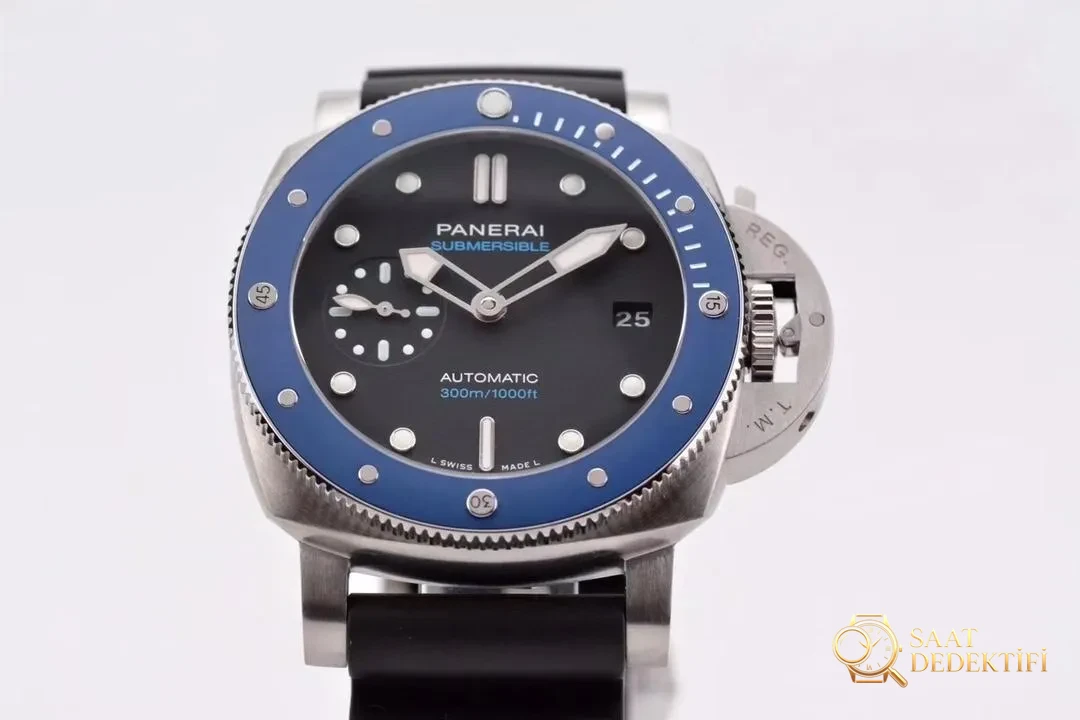 Küçük Kasa Çaplı Panerai: VS Factory 1209 Küçük Mavi Hayalet 42 mm Seramik Bezelli Saat - Kasa Profili ve Kurma Kolu İncelemesi
