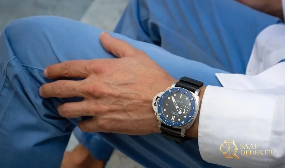 Küçük Kasa Çaplı Panerai: VS Factory 1209 Küçük Mavi Hayalet 42 mm Seramik Bezelli Saat - Yan Profil ve Kordon Bağlantısı