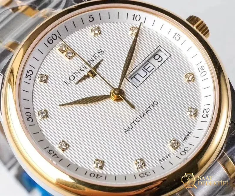 LG Factory Longines Master Collection çift takvim versiyonu Traditional serisi L2.755.4.78.6 saatinin orijinaliyle karşılaştırmalı incelemesi - Kadran Detayı ve Bezel İşçiliği