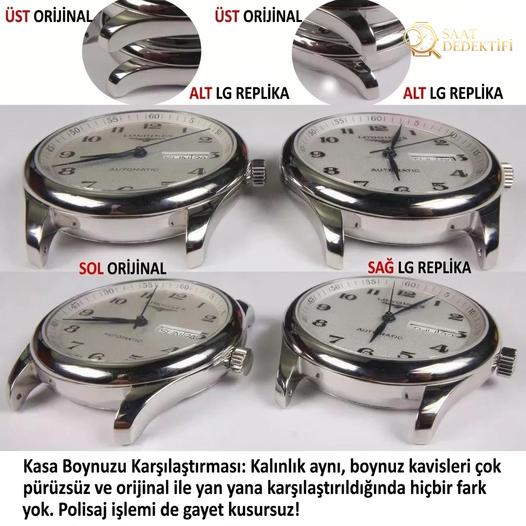 LG Factory Longines Master Collection çift takvim versiyonu Traditional serisi L2.755.4.78.6 saatinin orijinaliyle karşılaştırmalı incelemesi - Bilekte Duruş ve Kasa Orantısı