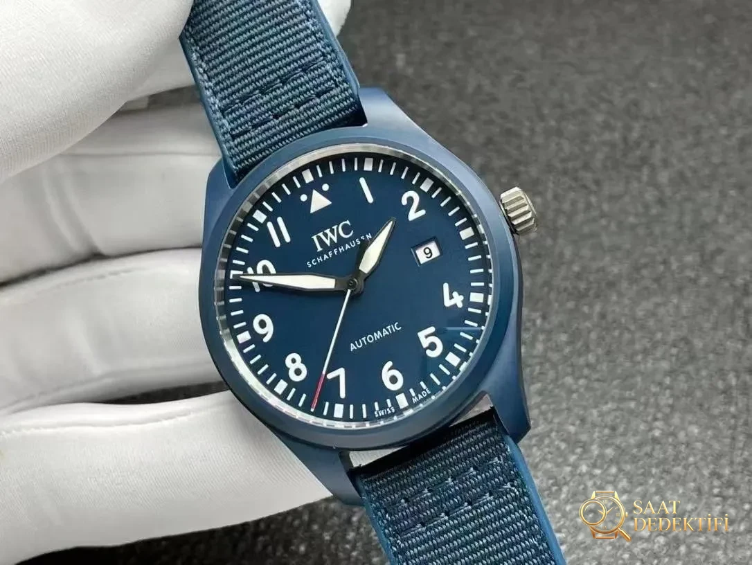 M+ fabrikası IWC Mark 18 IW328101 mavi seramik işçiliği nasıl? - Kadran Detayı ve Bezel İşçiliği
