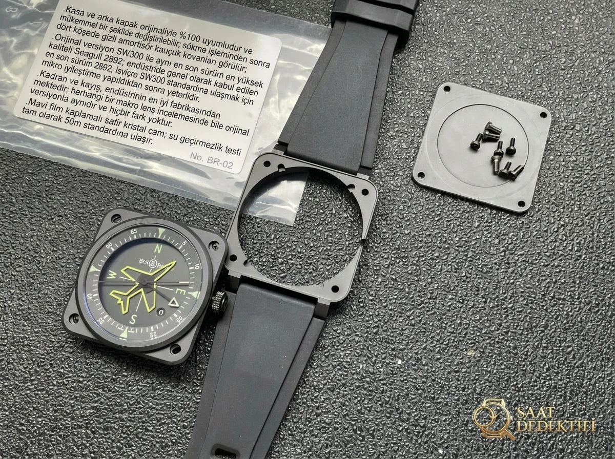 M+ Factory Replika Bell Ross BR03 Gyrocompass Seramik Saat - Tepe Koruması ve Ayar Fonksiyonu