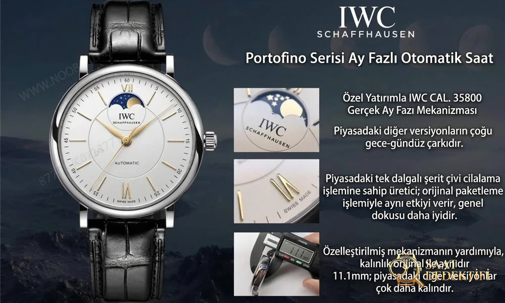 MKS Factory IWC Portofino Ay Evresi Karşılaştırması AI Factory - Gerçek Ay Tanrısı Kim? - Kadran Detayı ve Bezel İşçiliği
