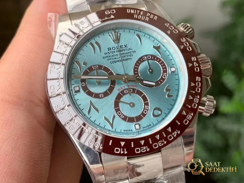 N Factory 4130 Rolex buz mavisi Daytona Orta Doğu Dubai limited edition saat incelemesi - Kasa Profili ve Kurma Kolu İncelemesi