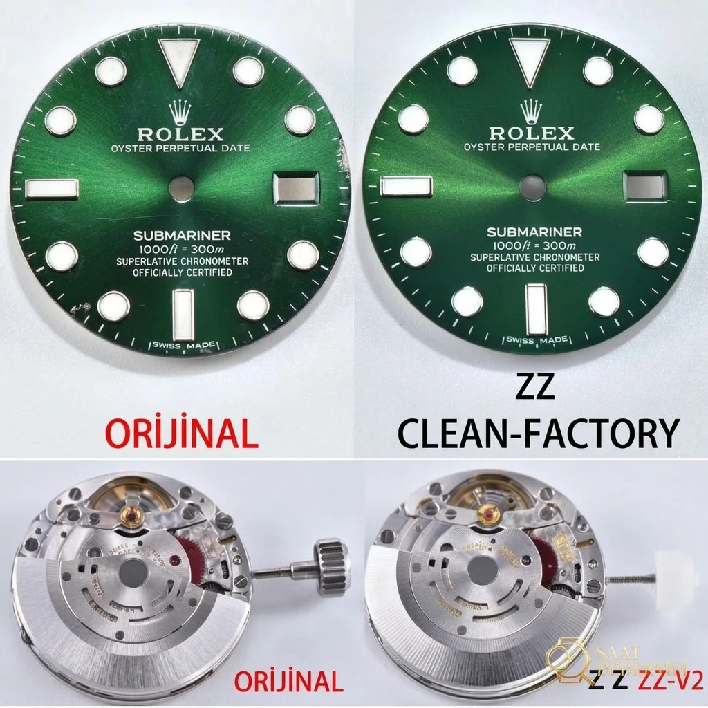 N Factory, AR, V9, ZZ gibi farklı fabrikaların replika Submariner 3135 mekanizmalarından hangisinin stabilitesi daha iyi? - Arka Kapak ve Mekanizma Detayı