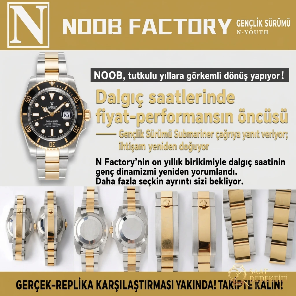 N Factory gençlik versiyonu Rolex iki renkli altın siyah Submariner iyi yapılmış mı? - Kadran Detayı ve Bezel İşçiliği