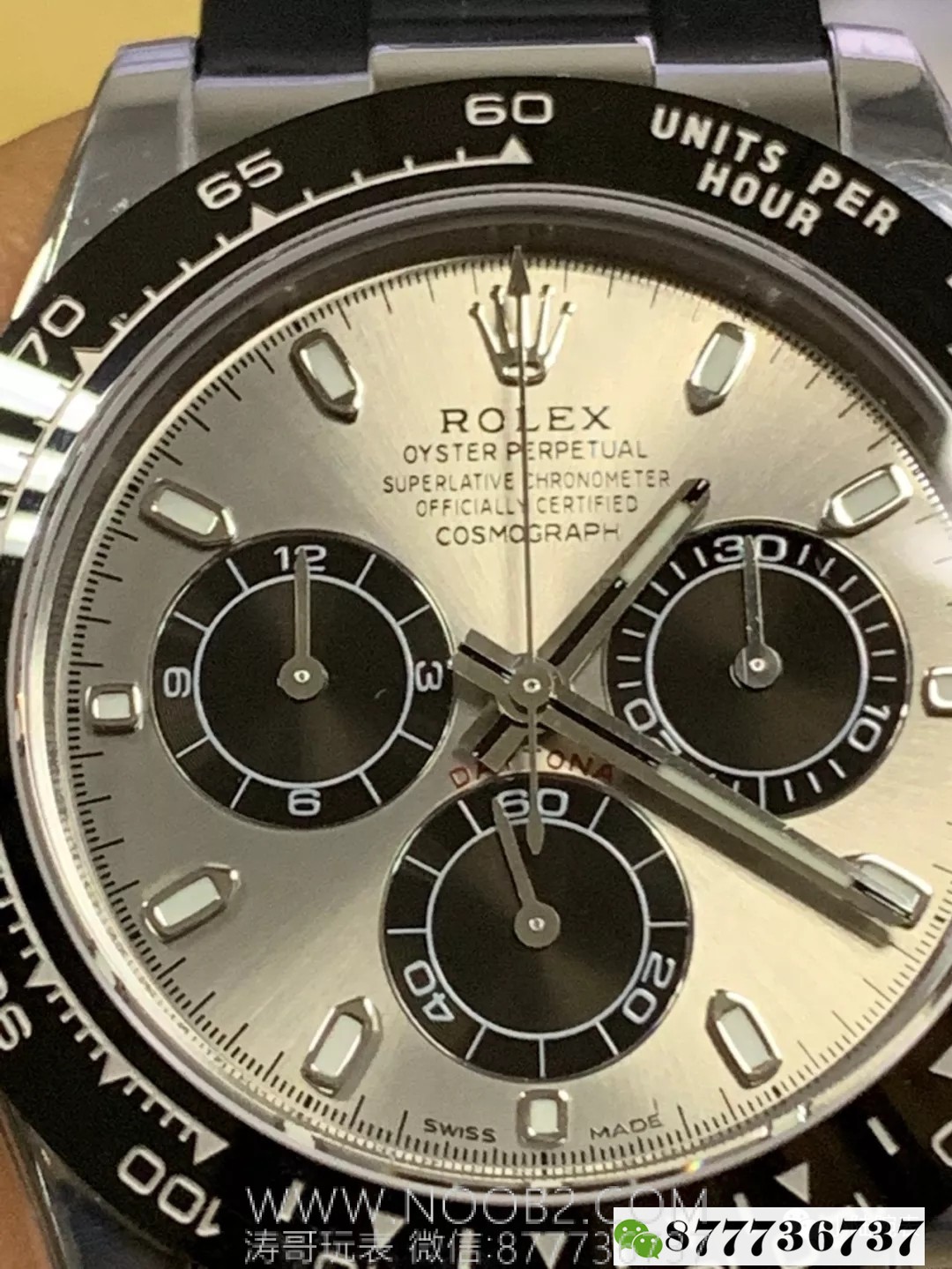 N Factory Rolex 4130 Daytona beyaz altın modelinin yepyeni V3 versiyonu "gri kadranlı panda Daytona" replika saatinde hangi noktalar geliştirildi? — 7. fotoğraf