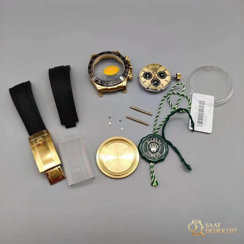 N Factory Rolex Daytona «4130» Edison Chen model altın Daytona parça inceleme - Kordon Dokusu ve Dikiş Detayları