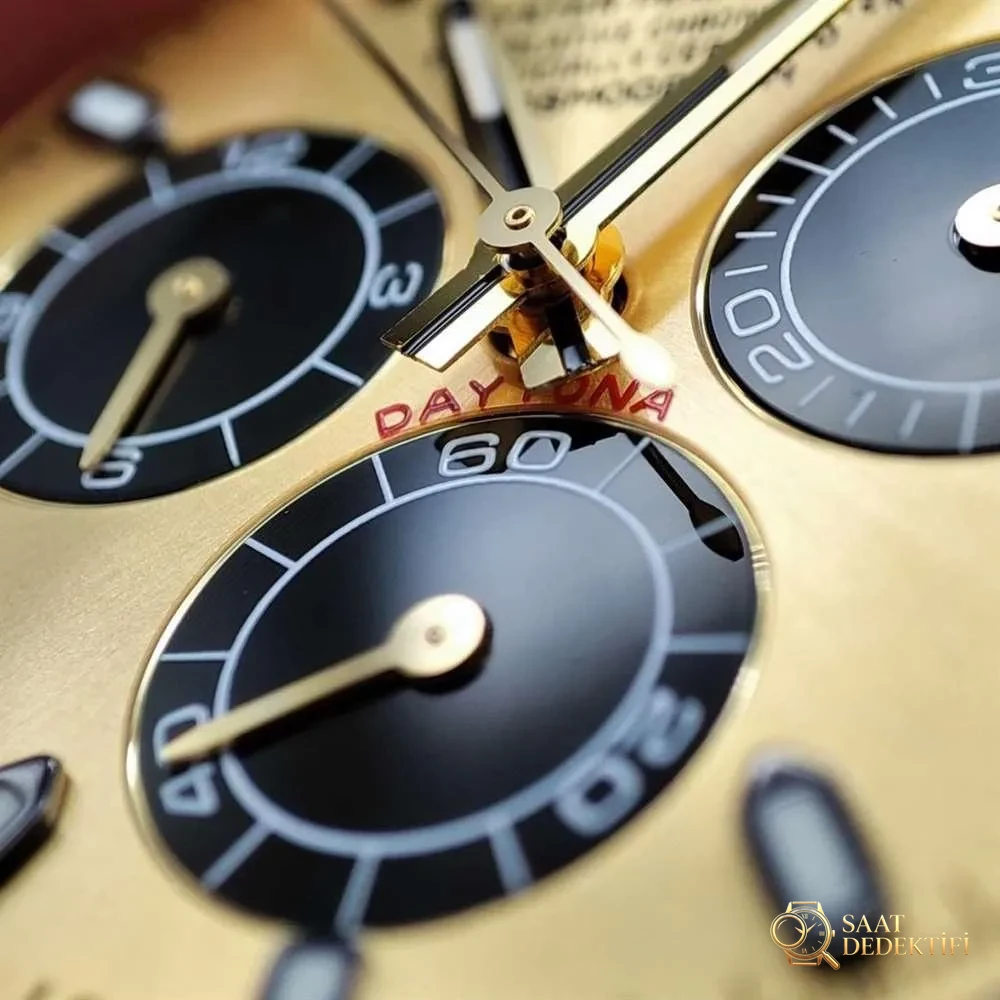 N Factory Rolex Daytona «4130» Edison Chen model altın Daytona parça inceleme - Kadran Güneş Işını (Sunburst) Efekti