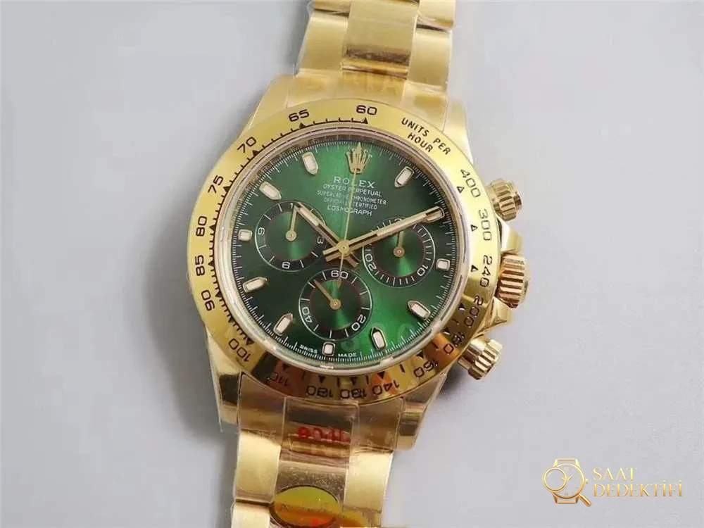 N Factory Rolex Daytona 4130 mekanizmalı «Yeşil-Altın Daytona» işçilik incelemesi - Kadran Detayı ve Bezel İşçiliği