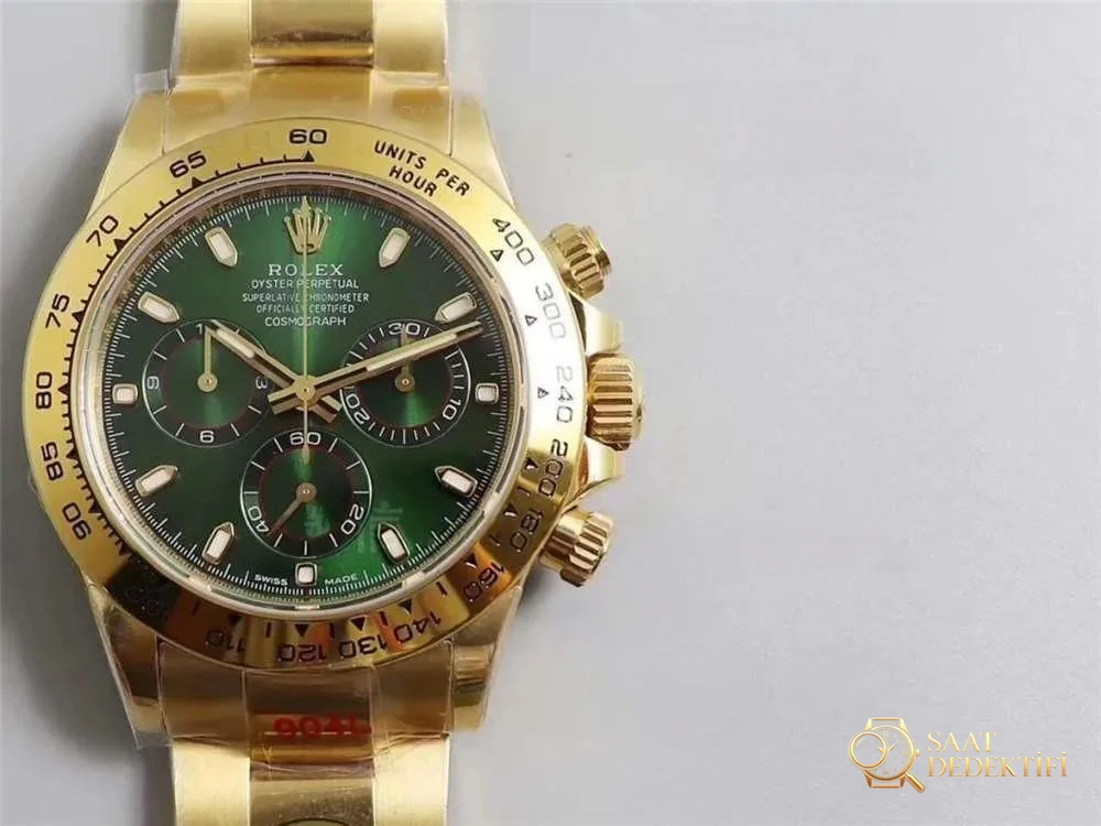 N Factory Rolex Daytona 4130 mekanizmalı «Yeşil-Altın Daytona» işçilik incelemesi - Kasa Profili ve Kurma Kolu İncelemesi