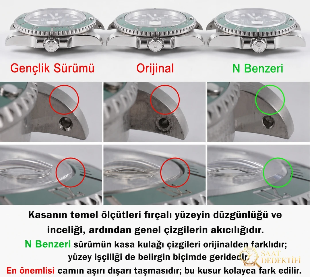 Karşılaştırmalı inceleme: N Factory Genç Sürüm Rolex Submariner serisi 116610LV-97200 yeşil kadran kol saati (Yeşil Su Hayaleti) - Toka İçi Mikro Ayar Mekanizması