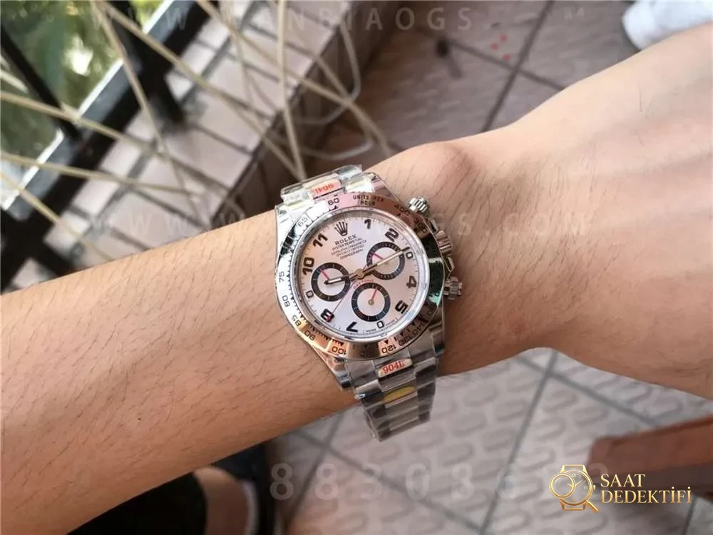 N Factory Rolex V4 Daytona 116509 «gümüş kadran kırmızı akrep-yelkovan» işçilik incelemesi - Klips Kilidi ve Lazer Damgalar