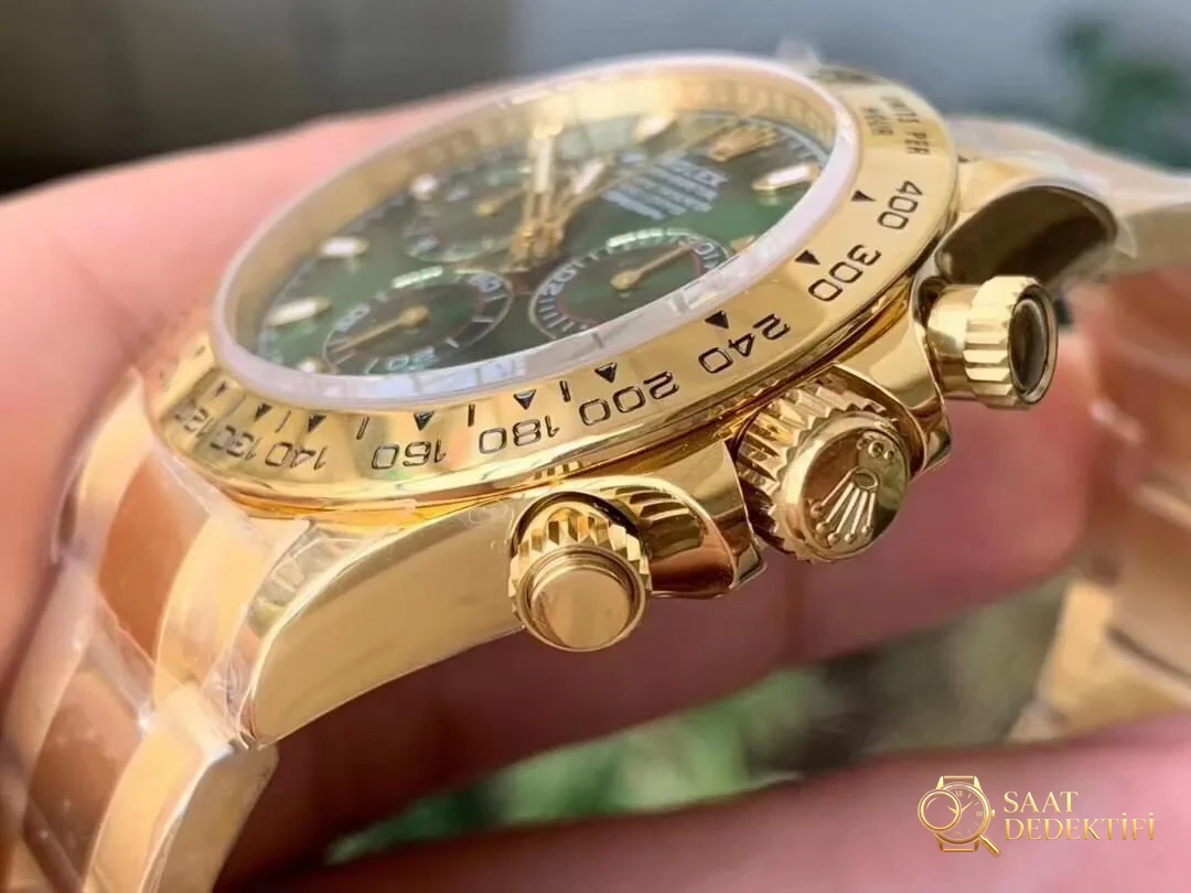 N Factory Rolex yeşil-altın Daytona 4130 mekanizmalı V3 versiyonu - Klips Kilidi ve Lazer Damgalar