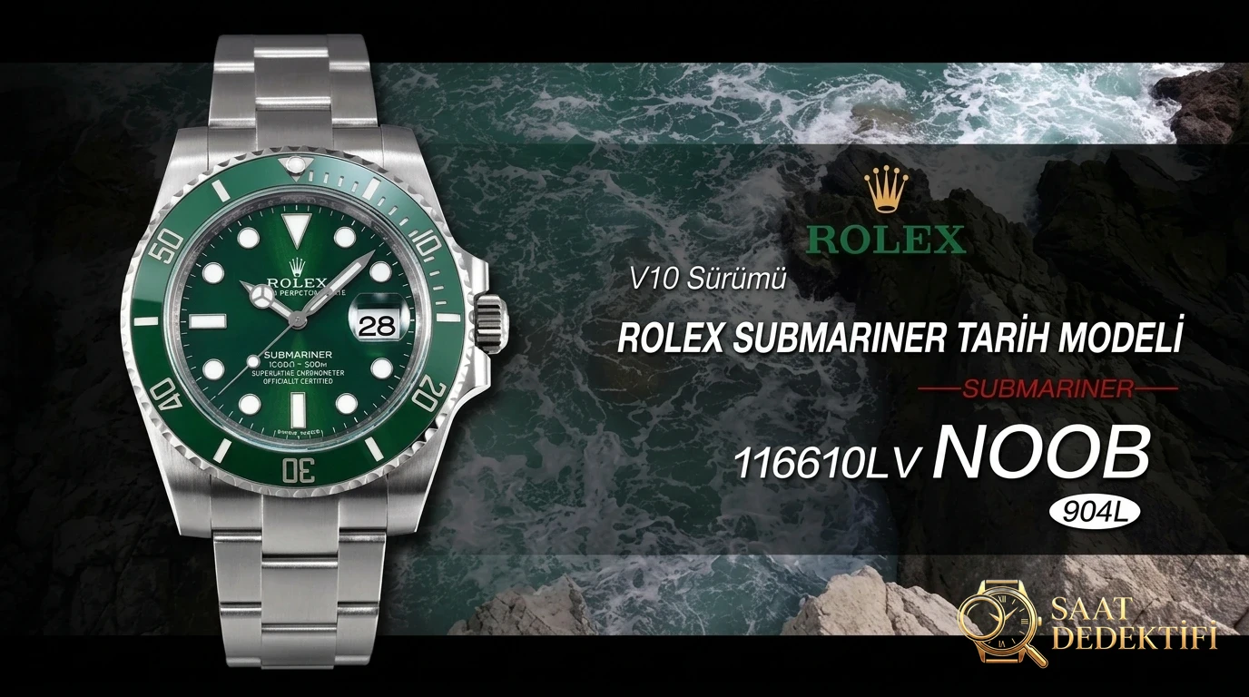 N Factory V10 versiyonu detaylı inceleme: Rolex Submariner yeşil su hayaleti siyah su hayaleti 11610 - Makro Kadran ve İndeks İşçiliği