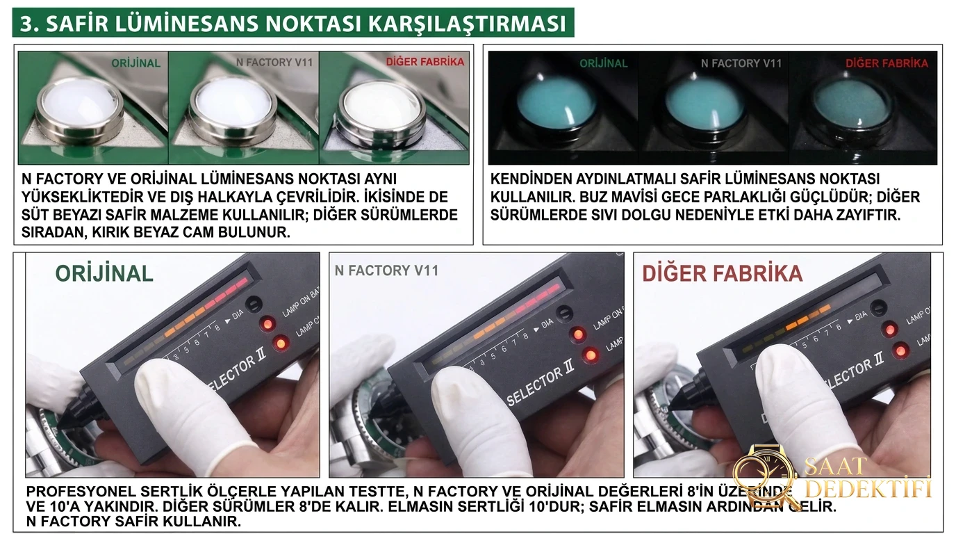 Gerçek-replika karşılaştırması: N Factory V11 Rolex yeşil su hayaleti, V10'a göre hangi noktalarda geliştirildi? - görsel 2