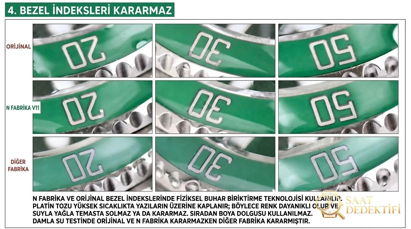 Gerçek-replika karşılaştırması: N Factory V11 Rolex yeşil su hayaleti, V10'a göre hangi noktalarda geliştirildi? - görsel 3