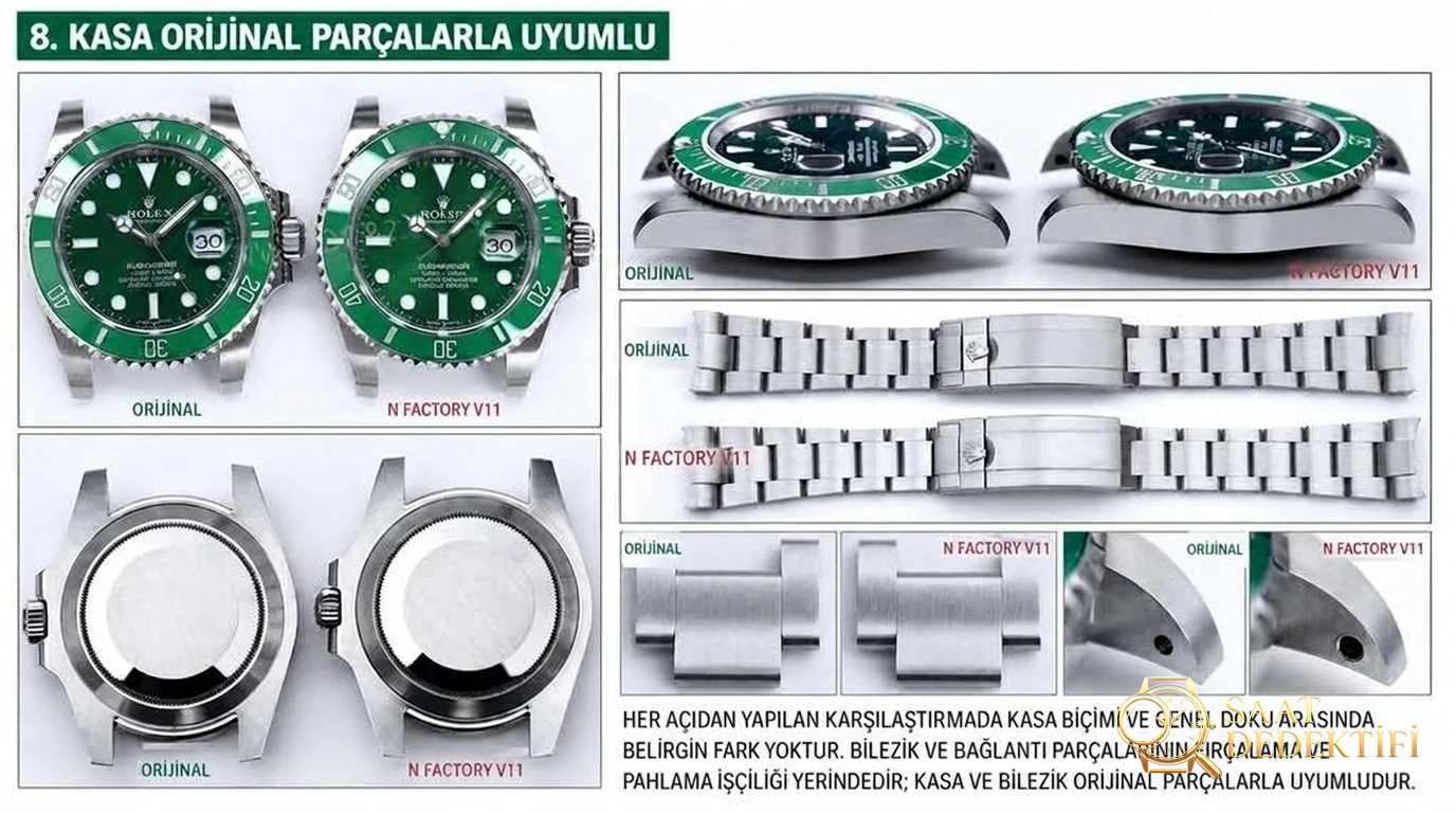 Gerçek-replika karşılaştırması: N Factory V11 Rolex yeşil su hayaleti, V10'a göre hangi noktalarda geliştirildi? - görsel 7
