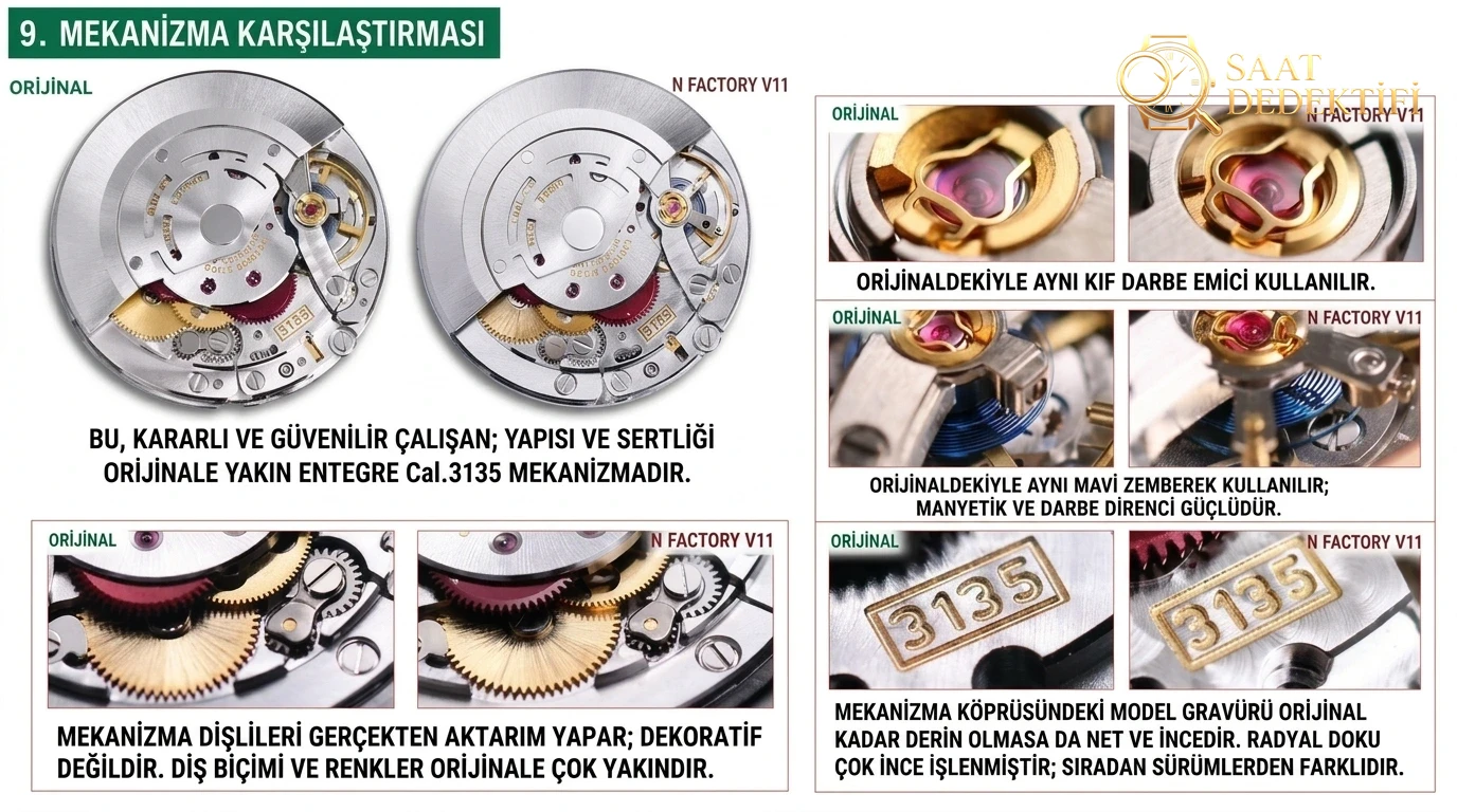 Gerçek-replika karşılaştırması: N Factory V11 Rolex yeşil su hayaleti, V10'a göre hangi noktalarda geliştirildi? - görsel 8