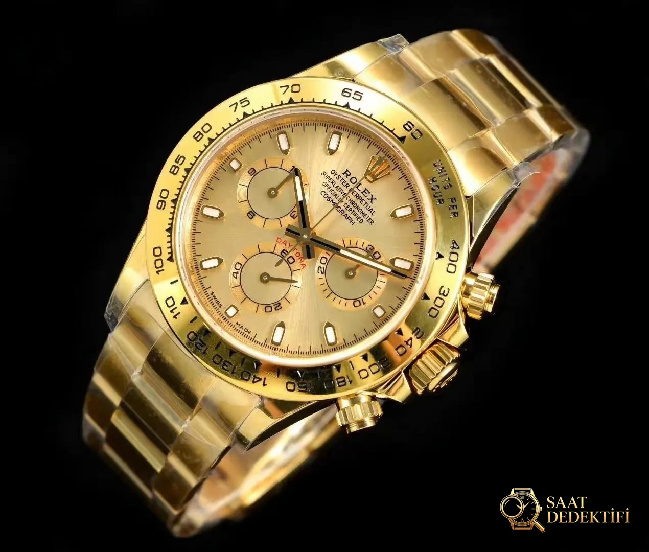 N Factory Yeni Rolex Daytona Yeşil-Altın 4130 Mekanizmalı 116508 Replika Saat İncelemesi - Makro Kadran ve İndeks İşçiliği