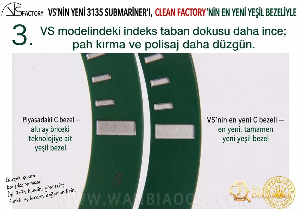 N Factory V11 versiyonu, VS Factory ve ZZ Factory V3 versiyonu yeşil su hayaleti inceleme karşılaştırması - Kasa Profili ve Kurma Kolu İncelemesi