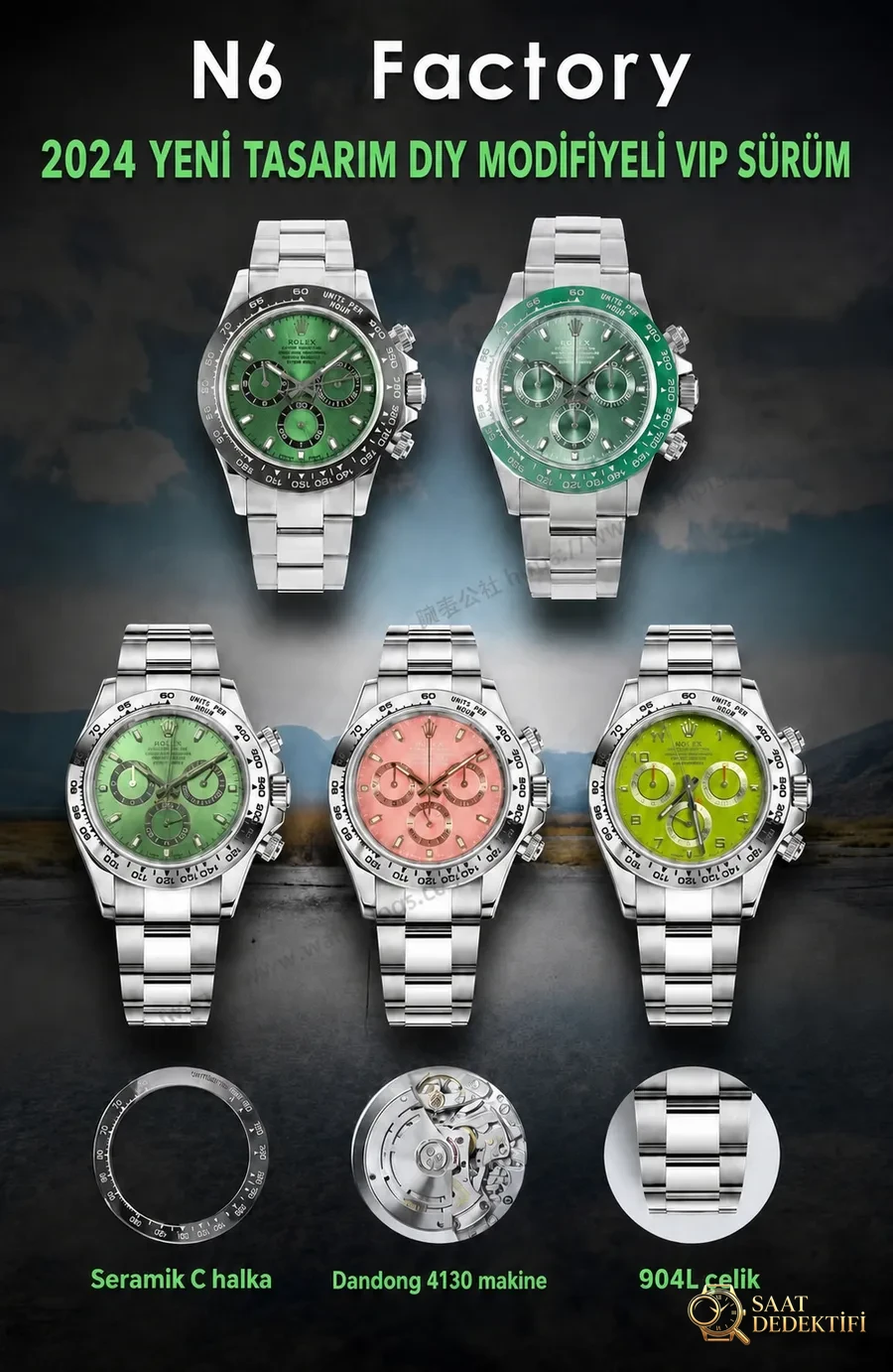 N6 fabrikasından yeni ürünler, Rolex serisi - Arka Kapak ve Mekanizma Detayı