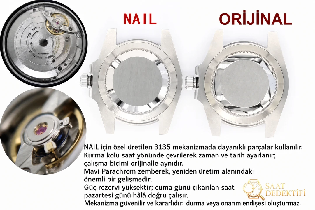Büyük fabrikalara meydan okuyor: NAIL Rolex Yeşil Su Hayaleti 904 çelik saat gerçek-replika karşılaştırması ve orijinal incelemesi - Mekanizma Zemberek ve Balans Detayı