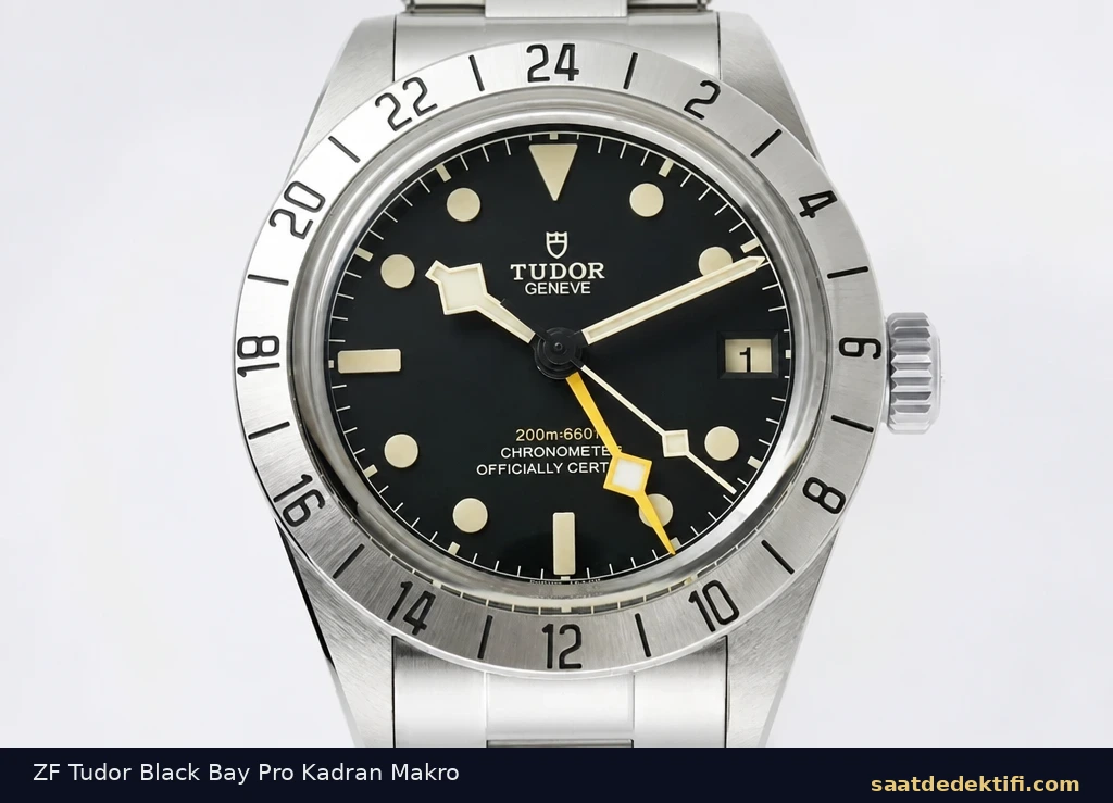 ZF Factory Tudor Black Bay Pro kadran makro çekimi