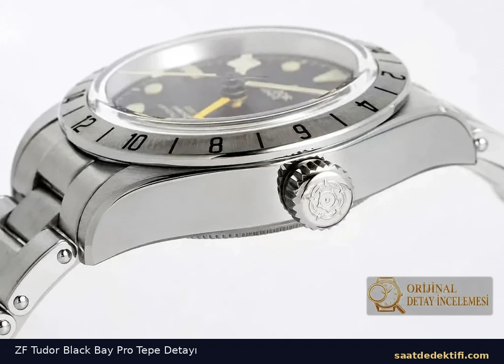 ZF Factory Tudor Black Bay Pro kurma kolu ve Tudor gülü detayı